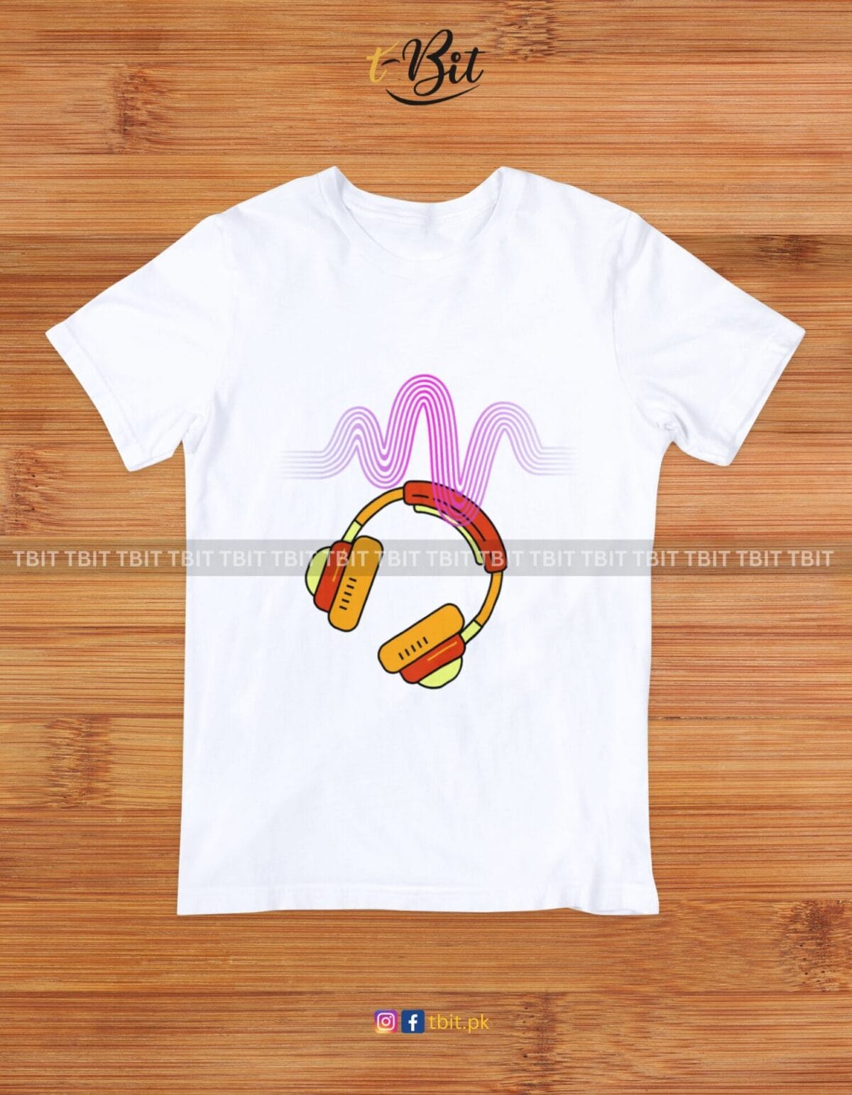 Headphone Beat Premium Print - Crew Neck Half Sleeves Tees